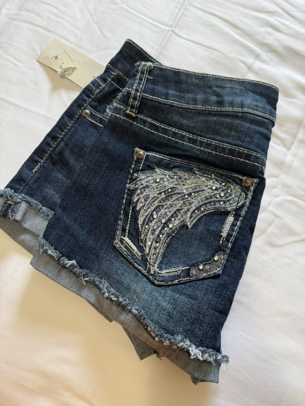ZCO Dark Blue Denim Mini Skirt with Embellished Back Pocket